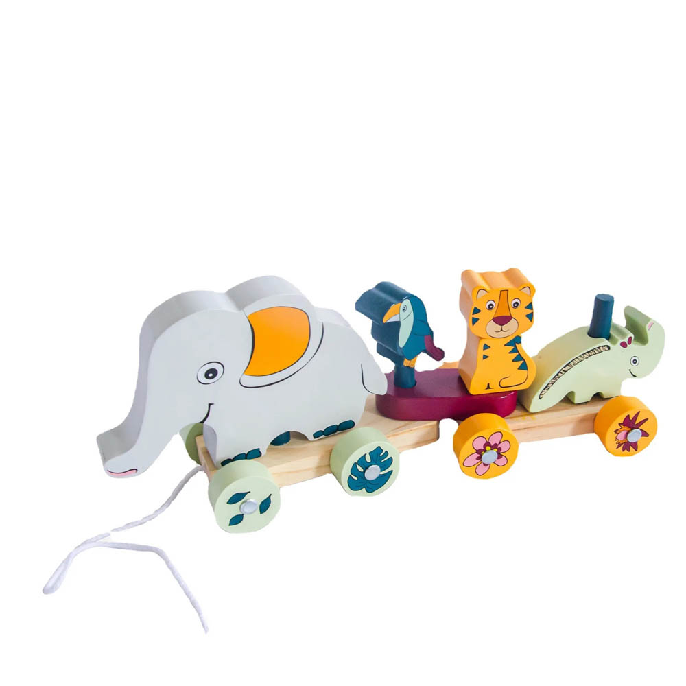 Woody Buddy - Safari Parade Pull Along - Grey