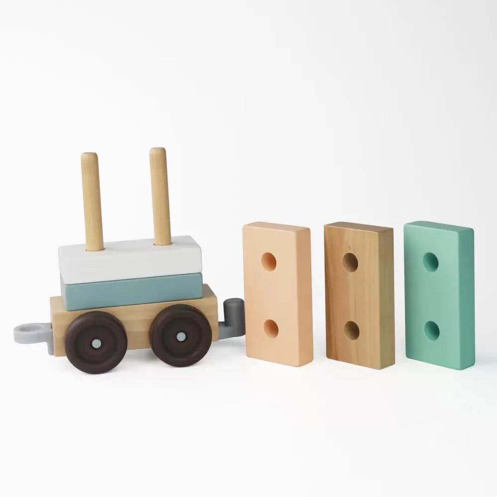 Woody Buddy - Train Stacker Pull Along - Green