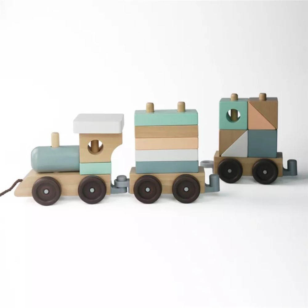 Woody Buddy - Train Stacker Pull Along - Green