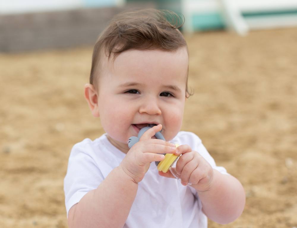 Cherub Baby - Silicone Fresh Food Feeder + Teether - Yellow/Grey 
