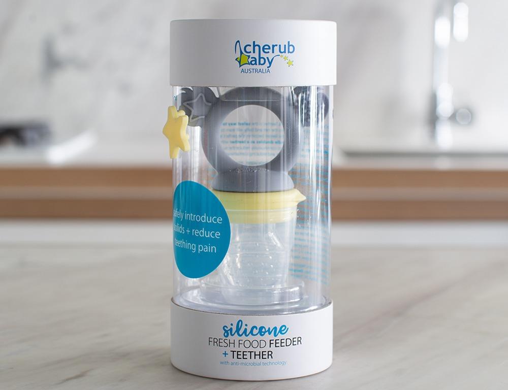 Cherub Baby - Silicone Fresh Food Feeder + Teether - Yellow/Grey 