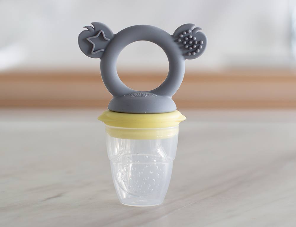 Cherub Baby - Silicone Fresh Food Feeder + Teether - Yellow/Grey 