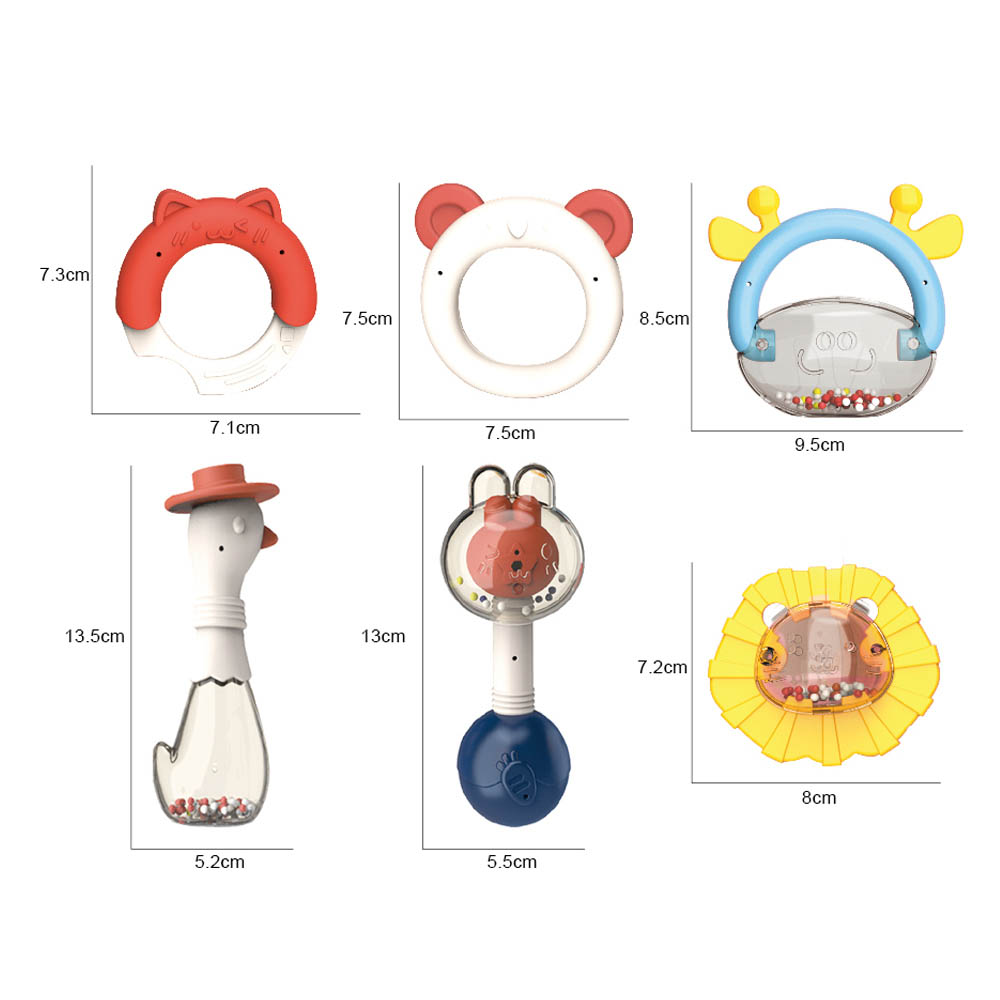 Youbeien - 6 Sets Boiled Animal Non Toxic Rattle