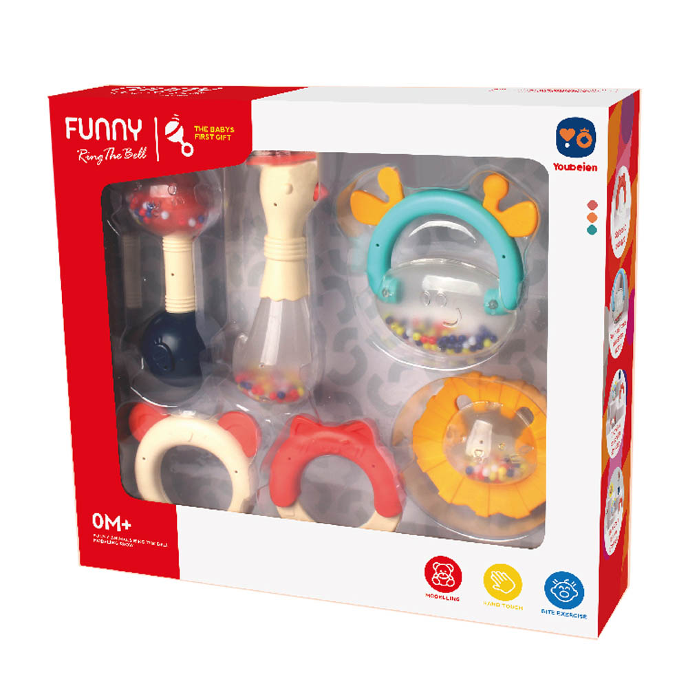 Youbeien - 6 Sets Boiled Animal Non Toxic Rattle