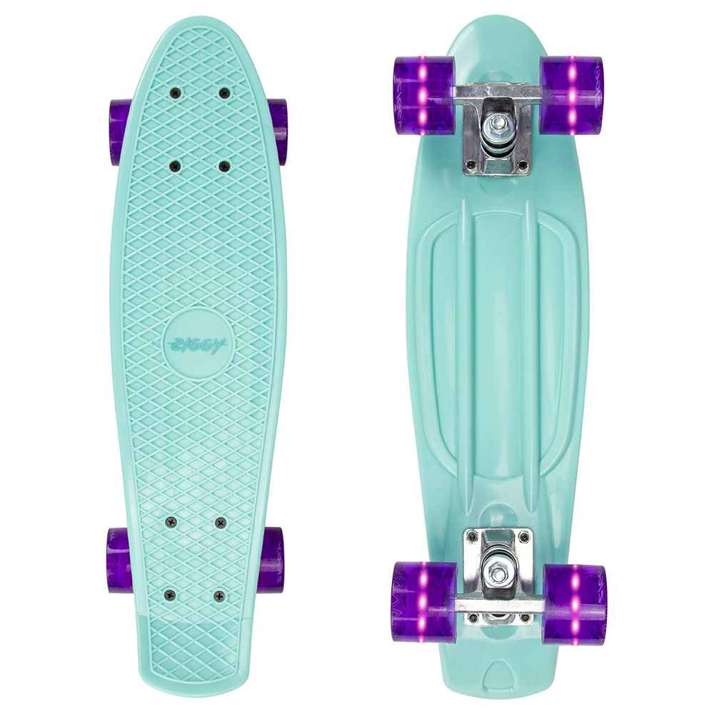 Ziggy Skateboard Mini Cruiser with LED Wheels – Aqua Color Kids Cruiser Board