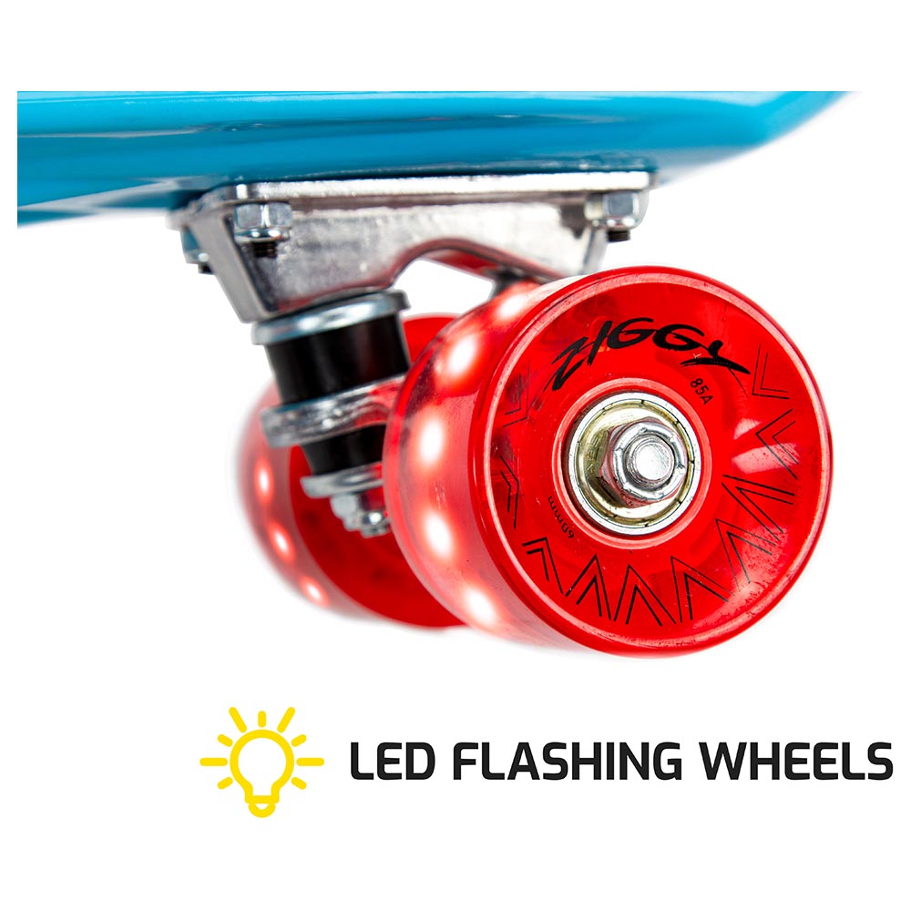 Ziggy Skateboard Mini Cruiser with LED Wheels – Blue Kids Cruiser Board