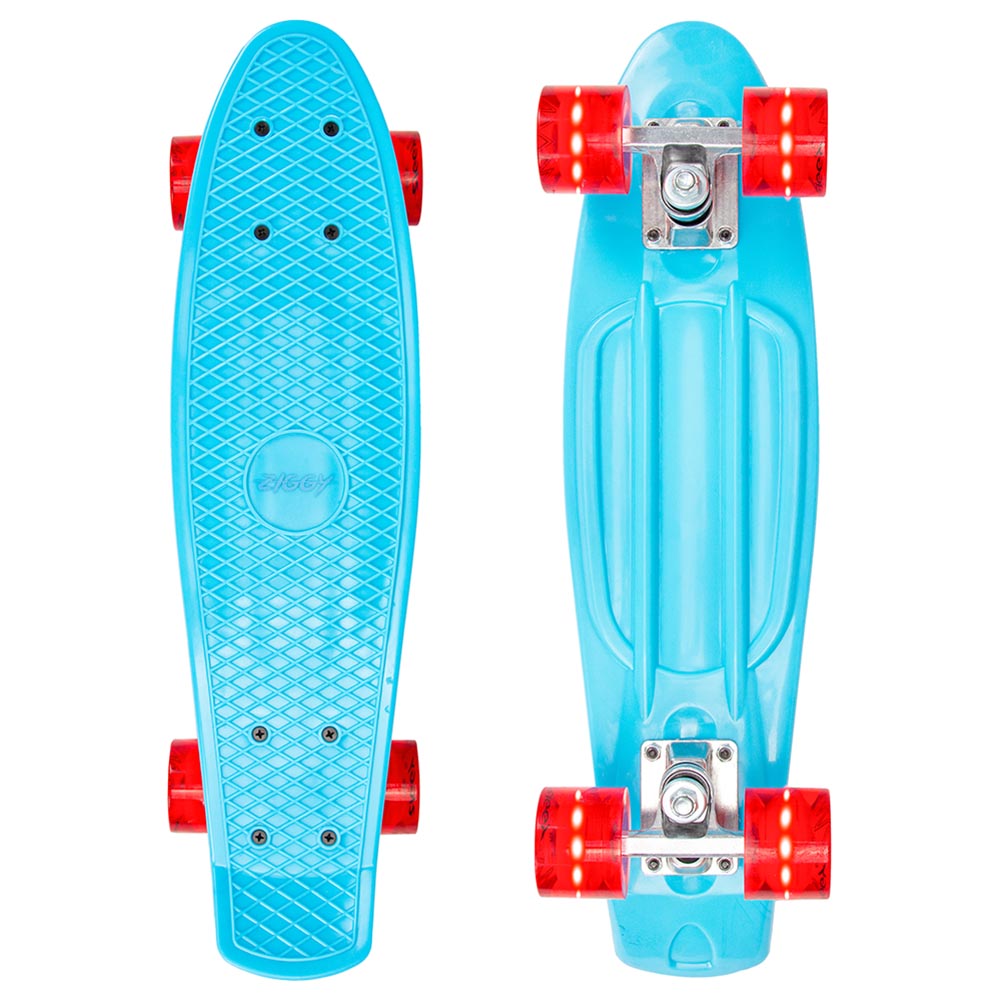 Ziggy Skateboard Mini Cruiser with LED Wheels – Blue Kids Cruiser Board