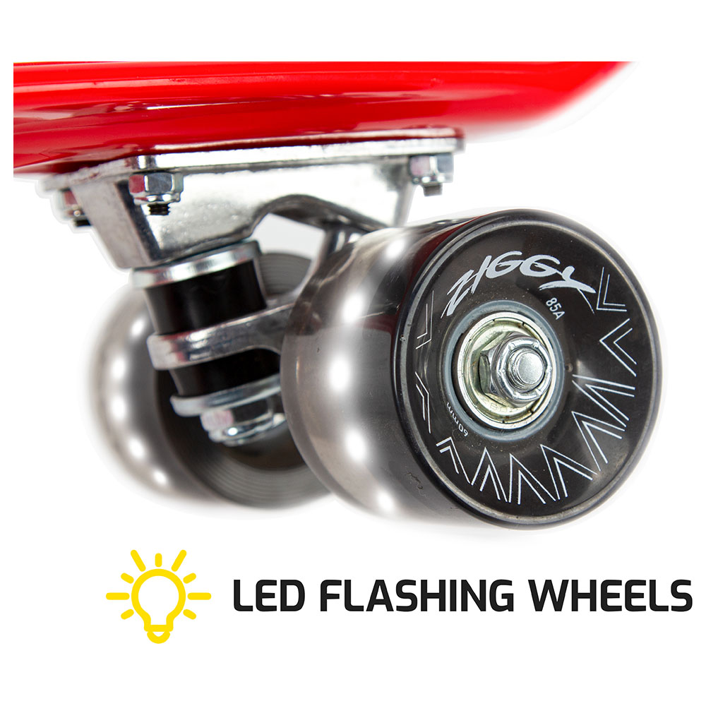 Ziggy Skateboard Mini Cruiser with LED Wheels Red