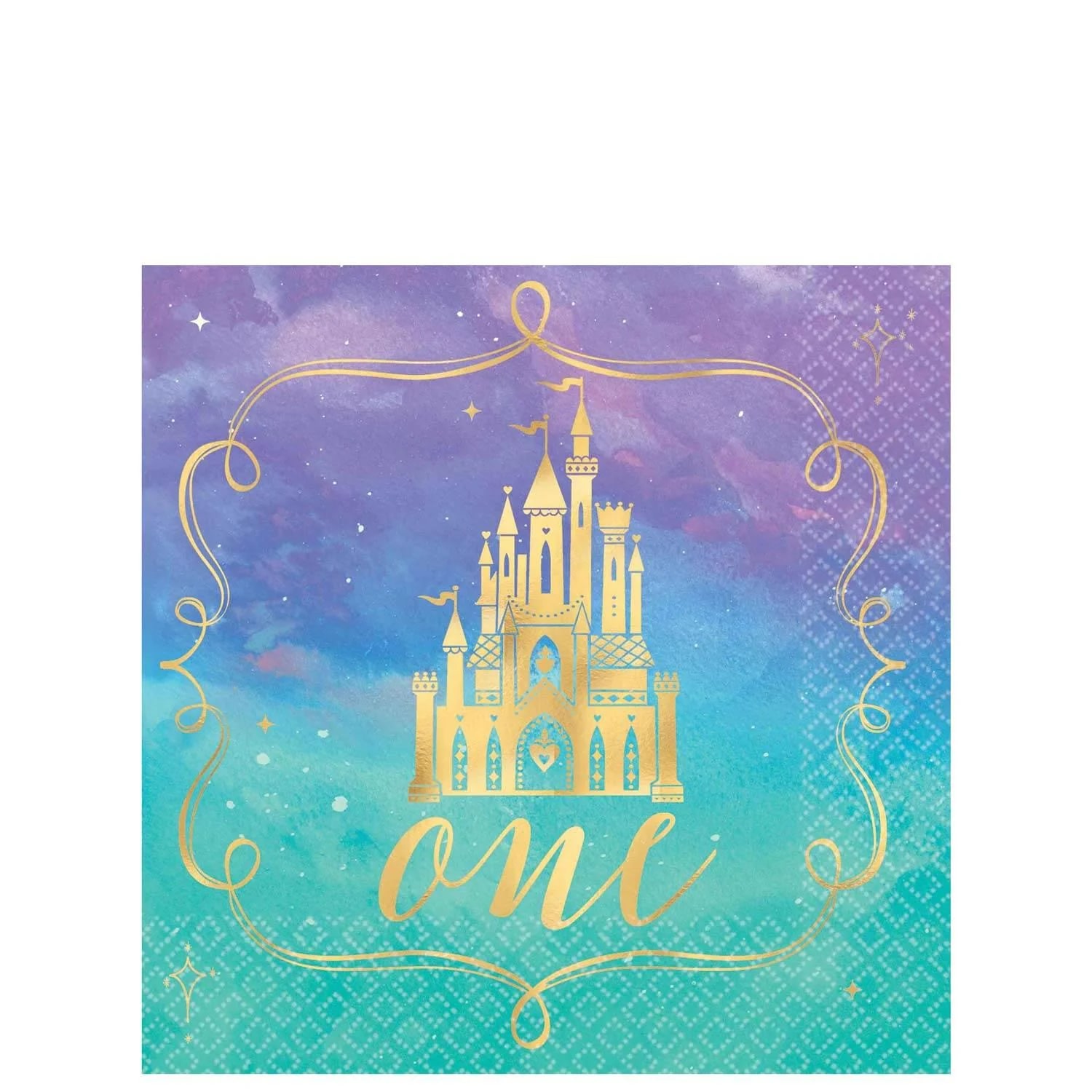 My Party Centre - 1st Birthday Princess Hot Stamped Beverage Napkin 16pcs