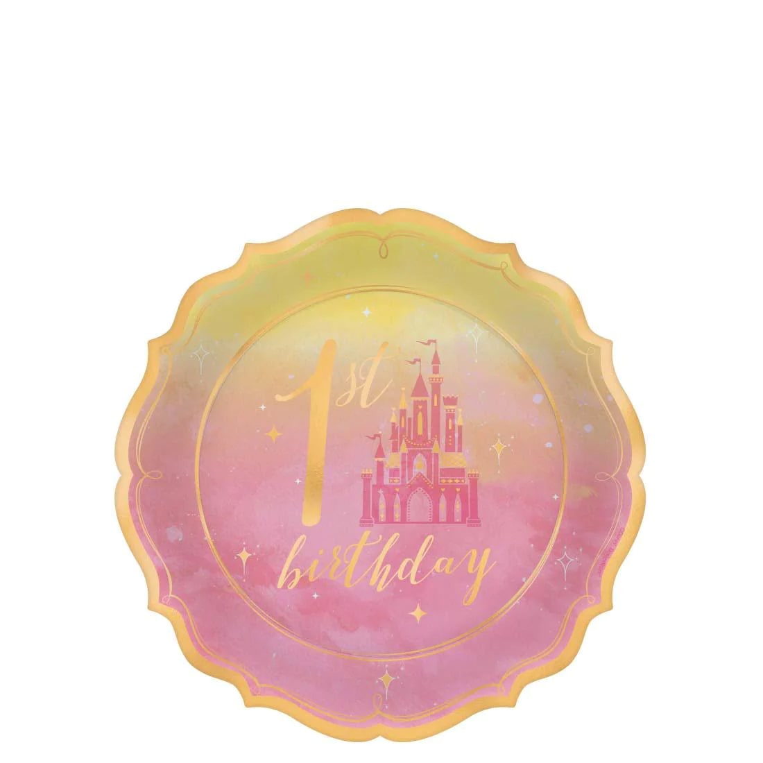 My Party Centre - 1st Birthday Princess Metallic Shaped Paper Plates 7in, 8pcs