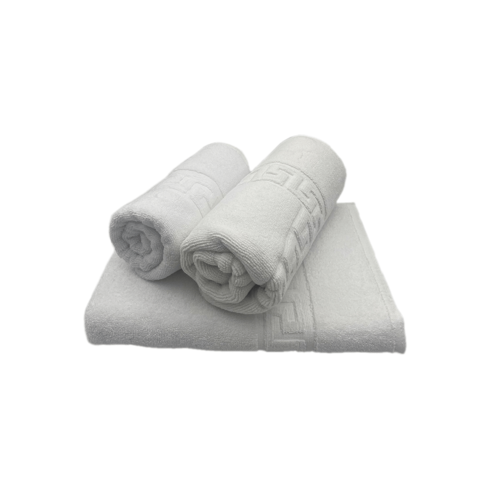 BYFT - Magnolia White Luxury Bath, Hand Towel & Bath mat 50 x 80 Cm Set of 3 Pcs