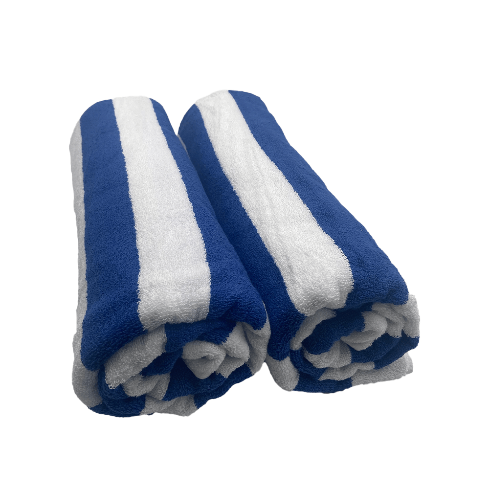 BYFT - Petunia Royal blue White Cabana Stripe 100% Cotton Pool TowelSet of 2 Pcs