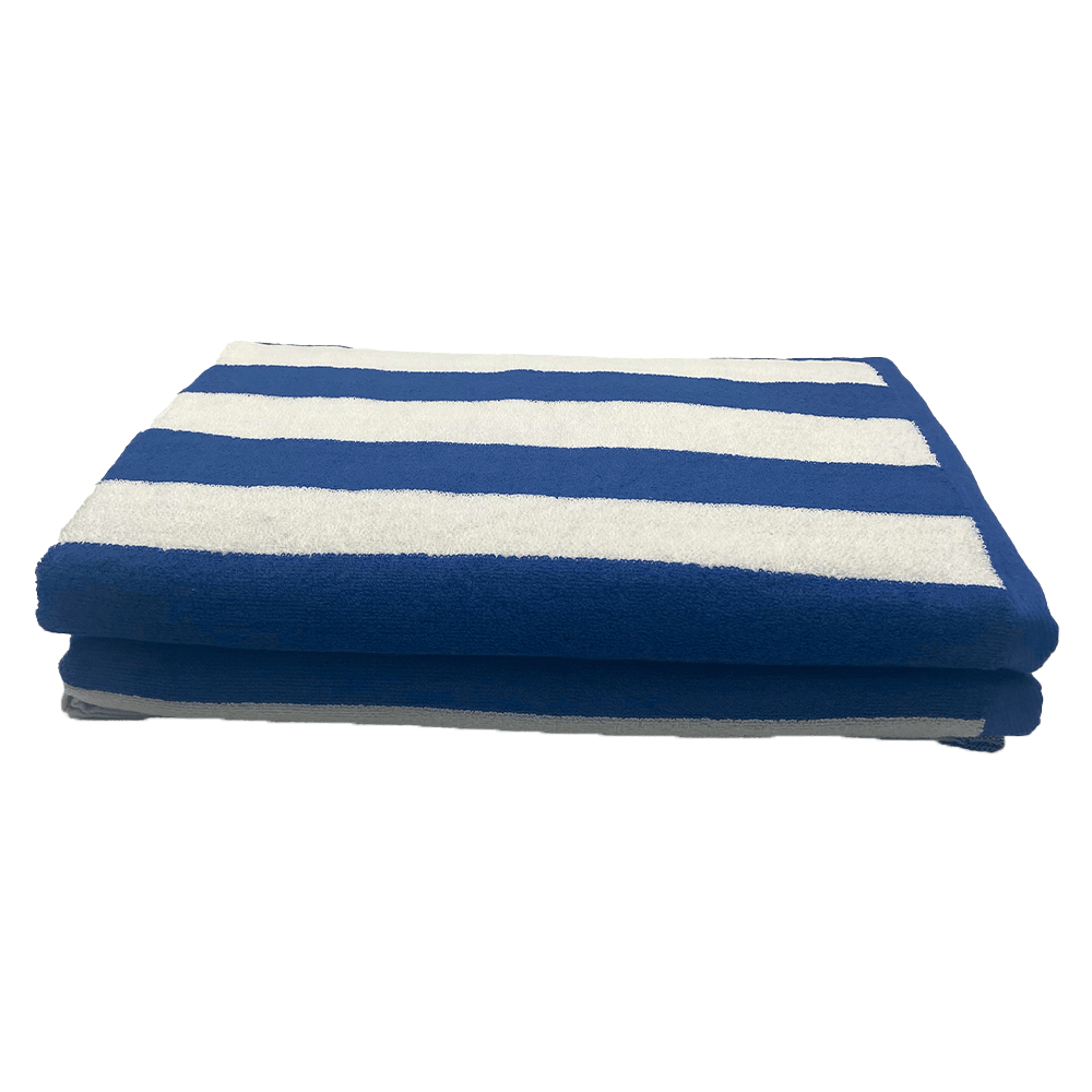 BYFT - Petunia Royal blue White Cabana Stripe 100% Cotton Pool TowelSet of 2 Pcs