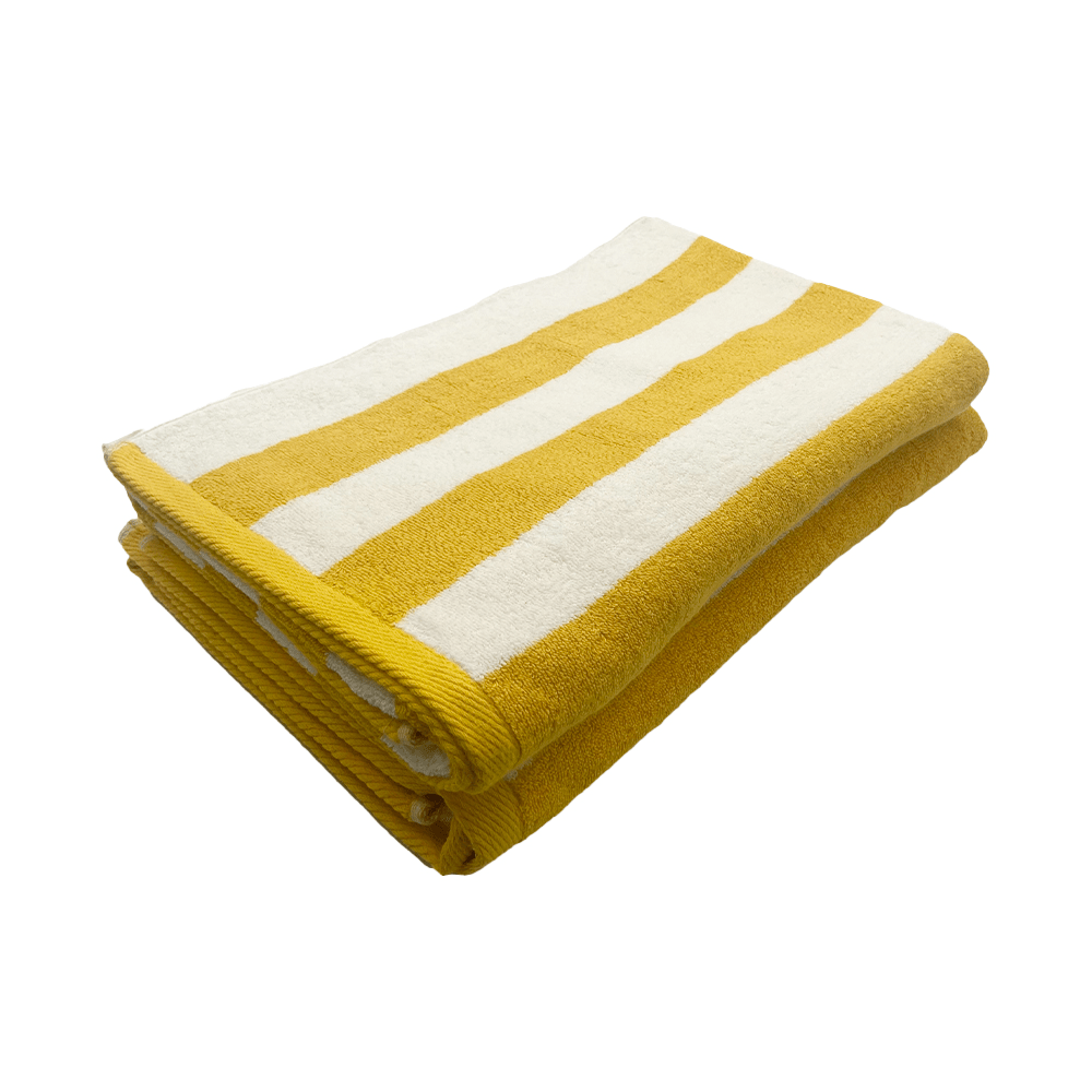 BYFT - Petunia Yellow White Cabana Stripe 100% Cotton Pool TowelSet of 2 Pcs