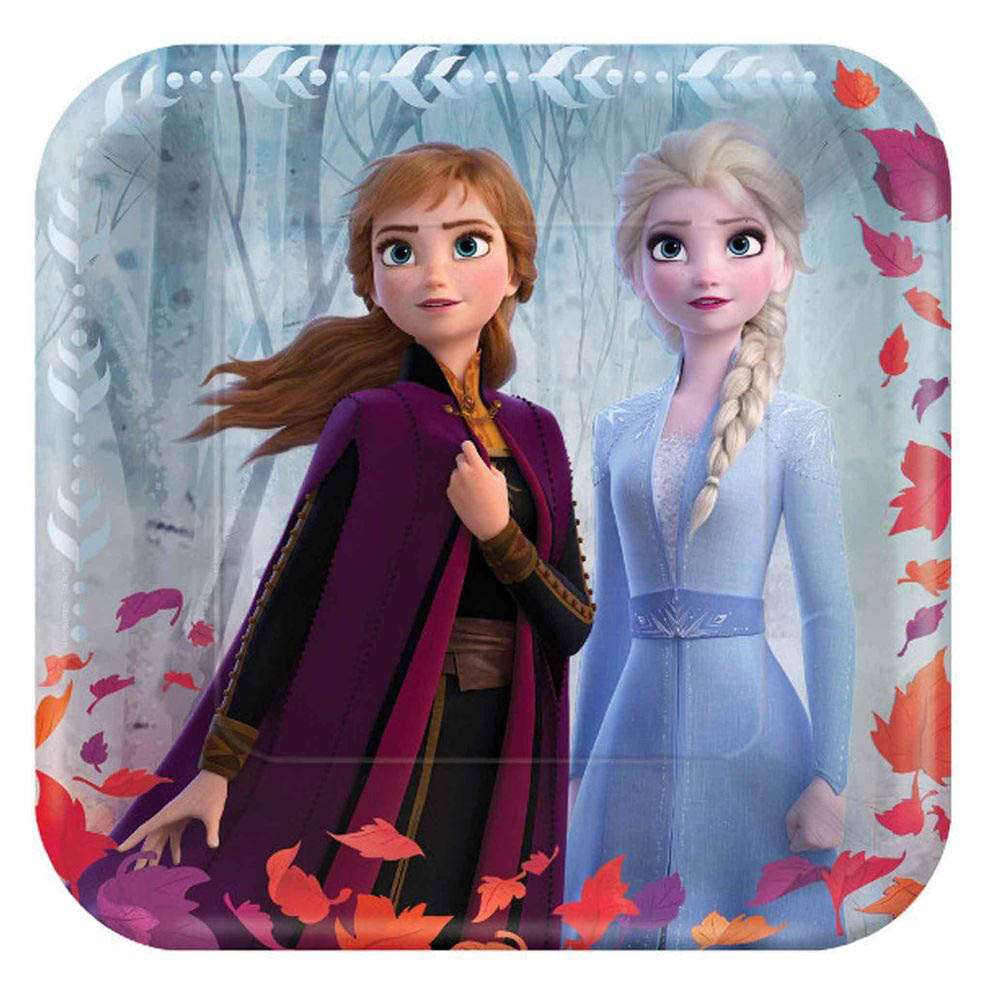 My Party Centre - Disney Frozen 2 9" Metallic Square Plate 8 pcs