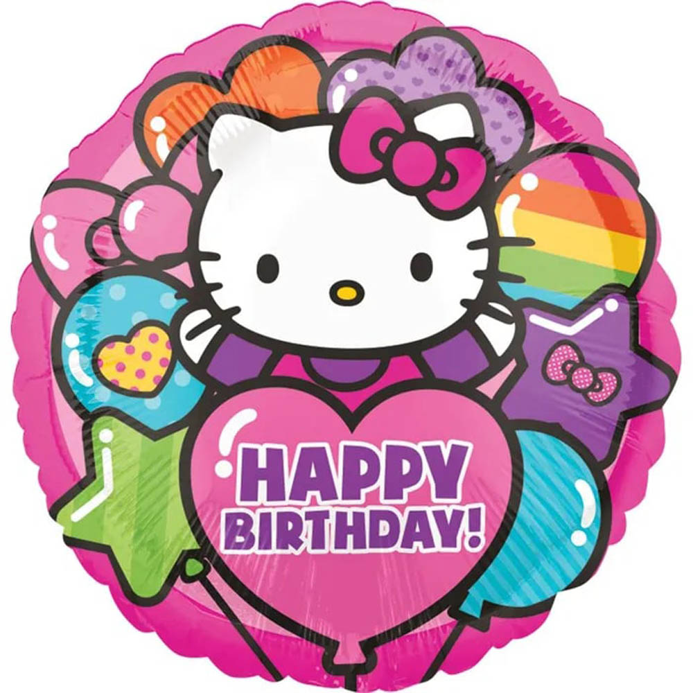 Hello Kitty - Multi Colored Happy Birthday Foil Balloon 18In