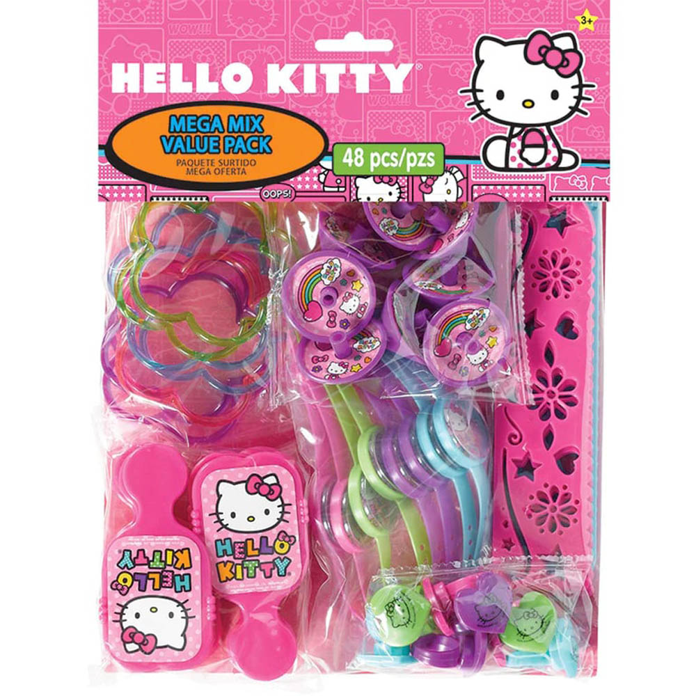 Hello Kitty - Multi Colored Mega Mix Value Pack Favors, 48Pcs