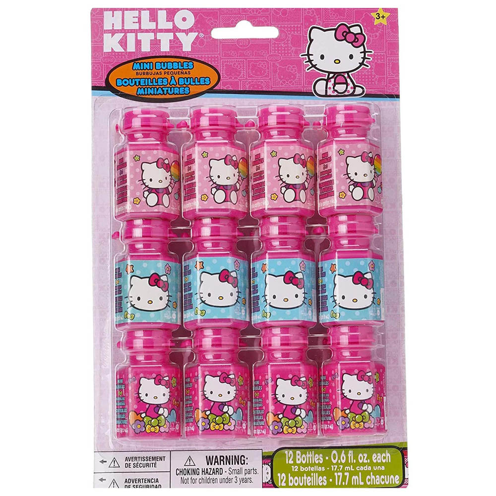 Hello Kitty - Multi Colored Mini Bubble Favors .6Oz , 12Pcs