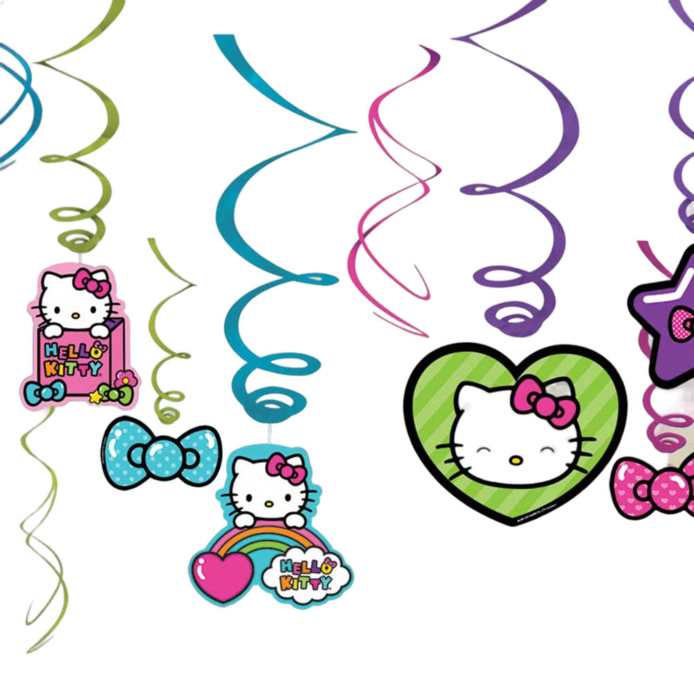 Hello Kitty - Rainbow Foil Swirl Decorations