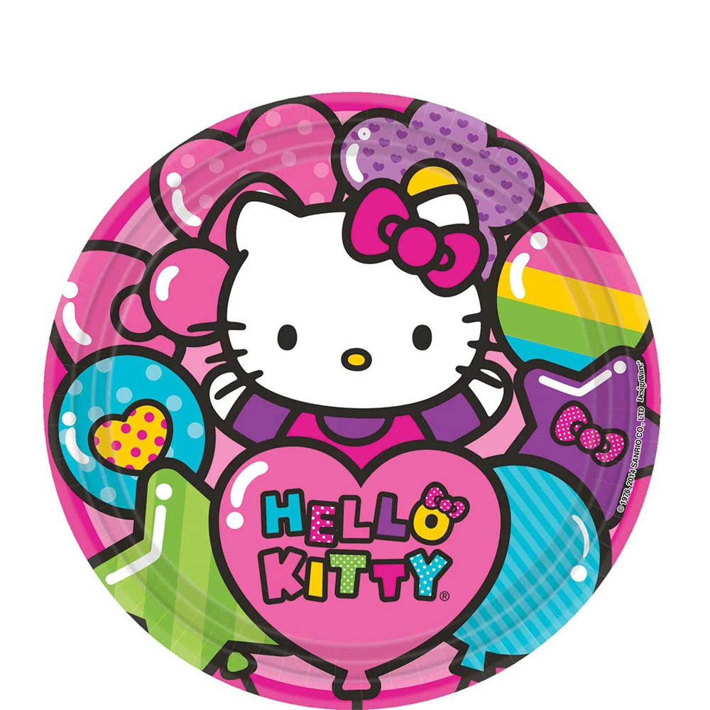 Hello Kitty - Rainbow Round Plates 7In, 8Pcs