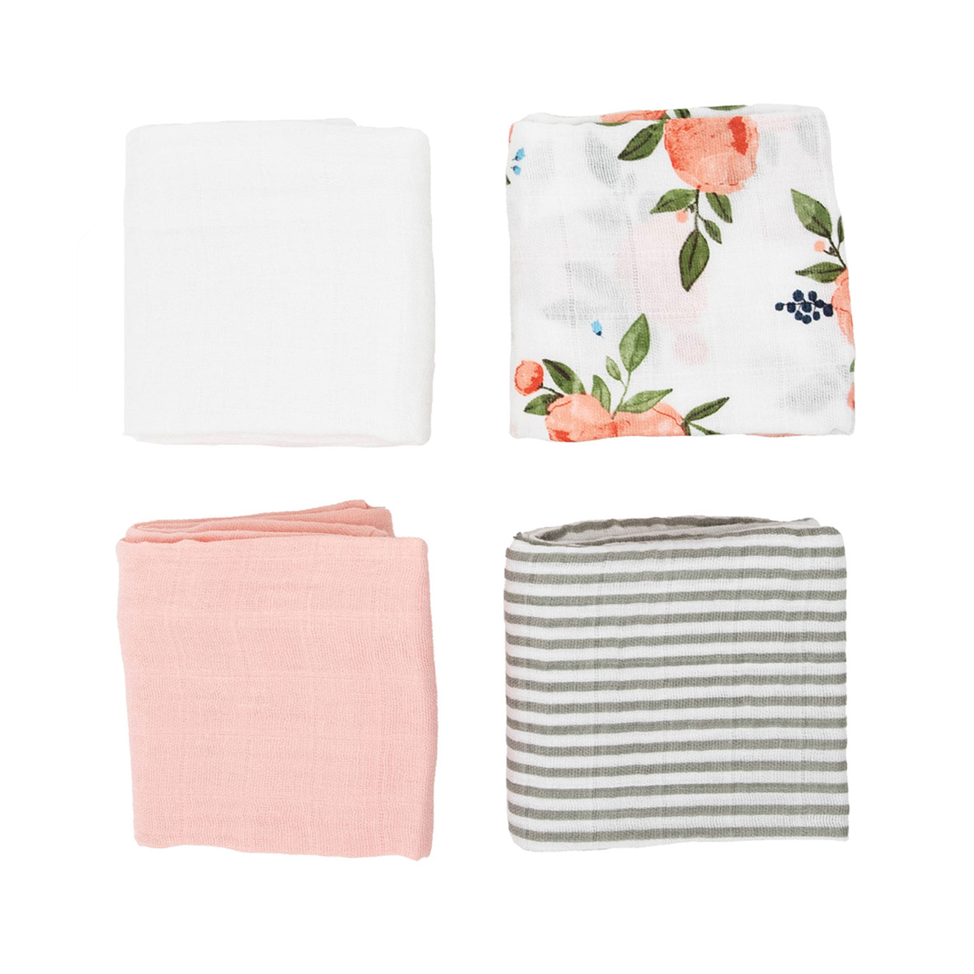Little Unicorn Muslin Squares 4 Pack Watercolor Roses Set Babystore.ae