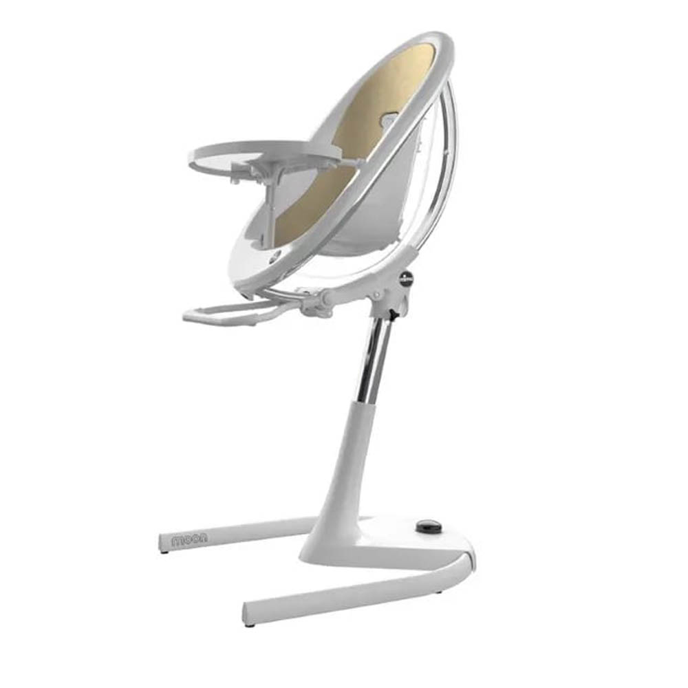Mima - Moon Full Set (Highchair + Seat Pad + Cushion Set + Footrest) - Champ Gold - White Frame