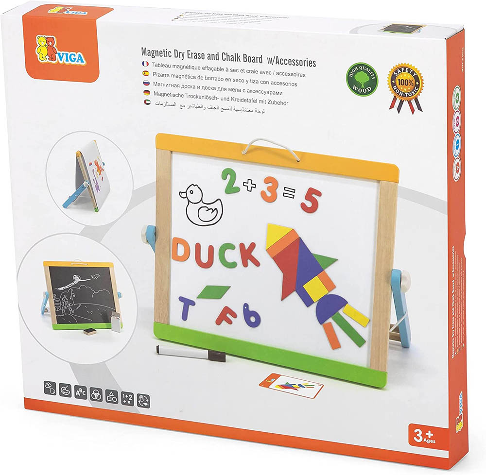 Viga - Magnetic Dry Erase And Chalk Board W/Accessories