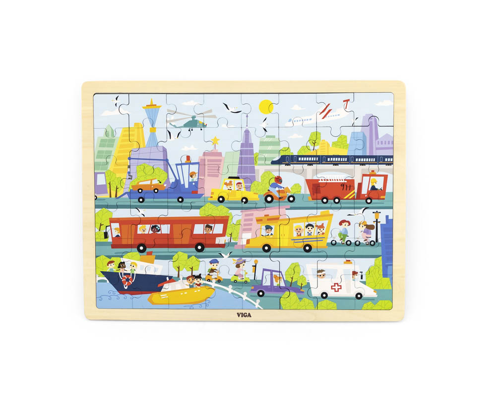 Viga - Wooden 48 Pcs Puzzle - City Transportation