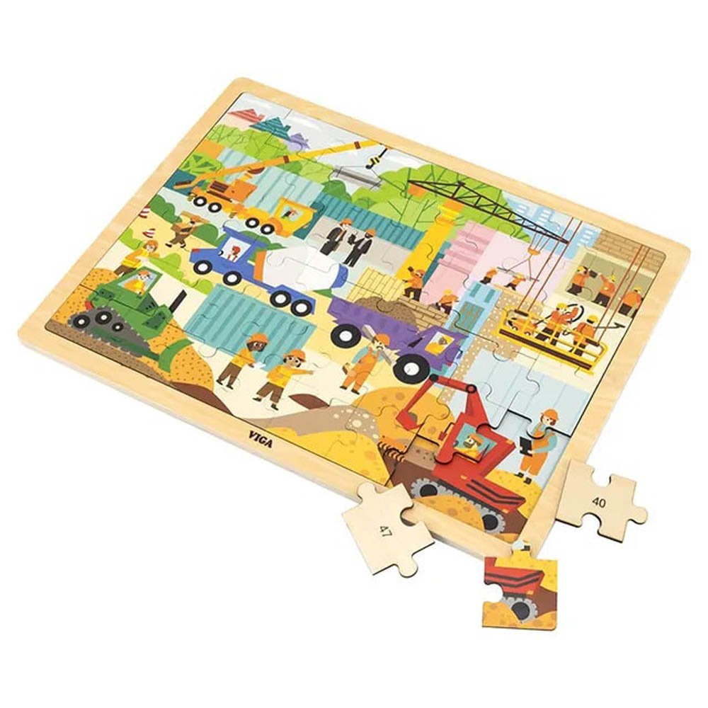 Viga - Wooden 48 Pcs Puzzle - Construction Area