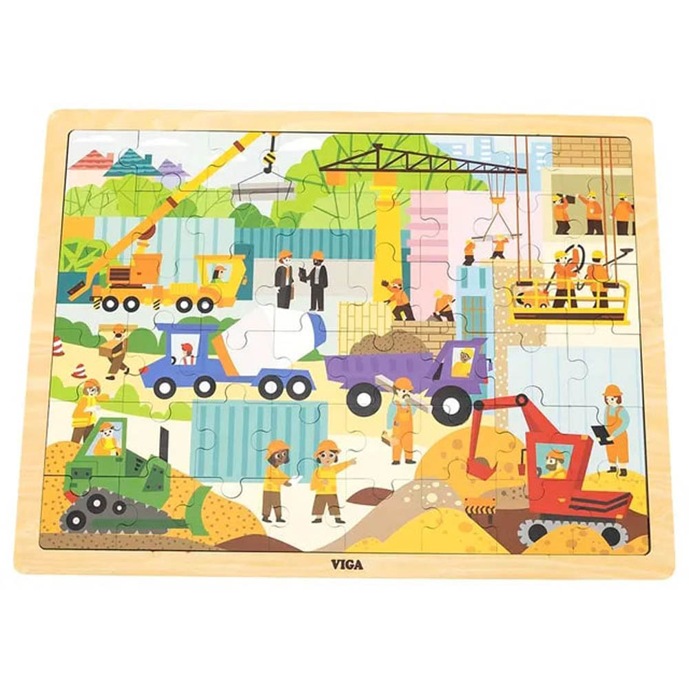 Viga - Wooden 48 Pcs Puzzle - Construction Area