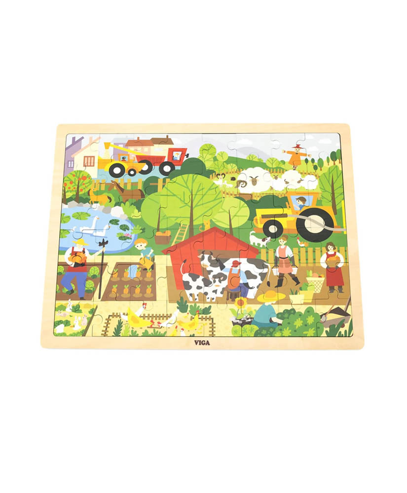 Viga - Wooden 48 Pcs Puzzle - Farm