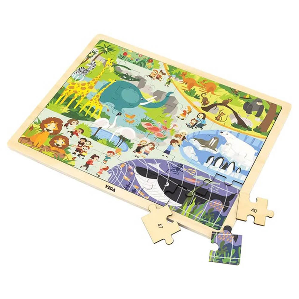 Viga - Wooden 48 Pcs Puzzle - Zoo
