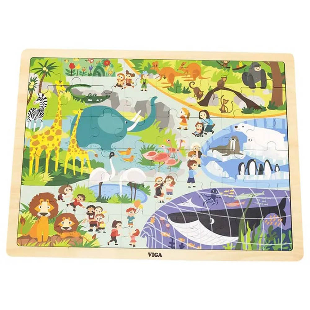 Viga - Wooden 48 Pcs Puzzle - Zoo