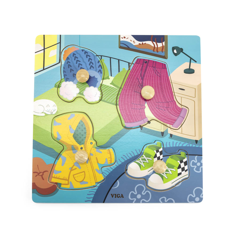 Viga - Wooden Knob Puzzle - Clothes