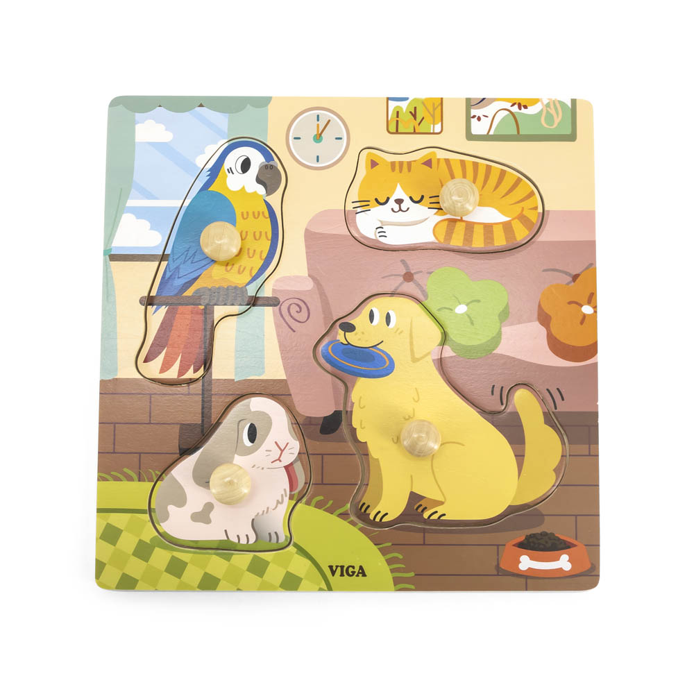 Viga - Wooden Knob Puzzle - Pets