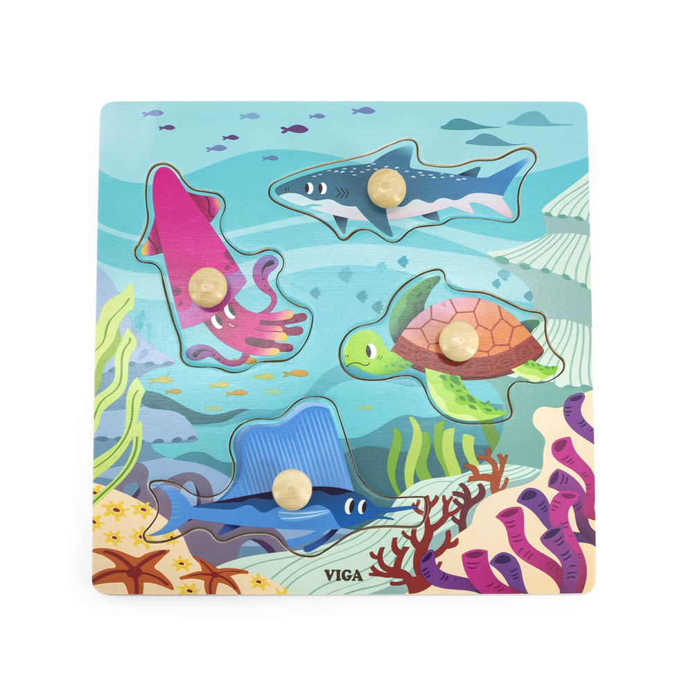 Viga - Wooden Knob Puzzle - Sea Animals