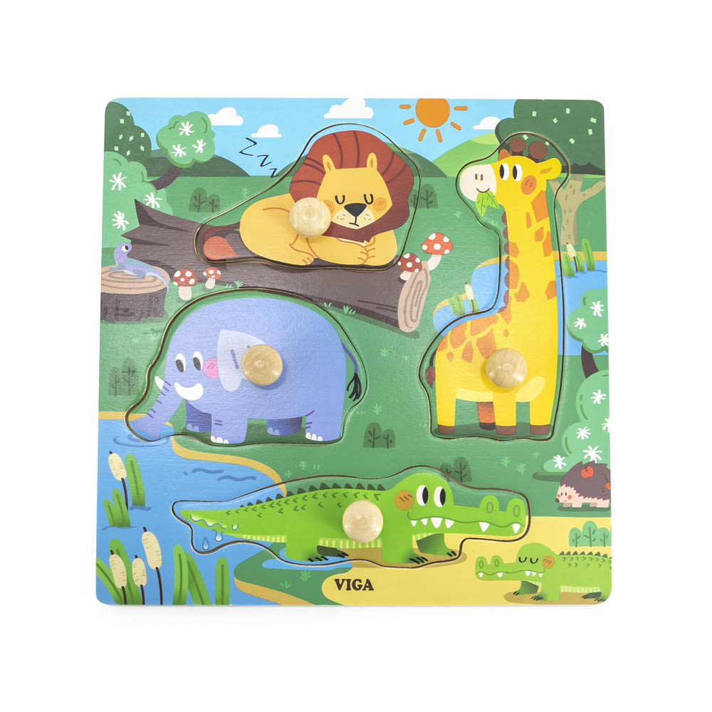 Viga - Wooden Knob Puzzle - Wild Animals