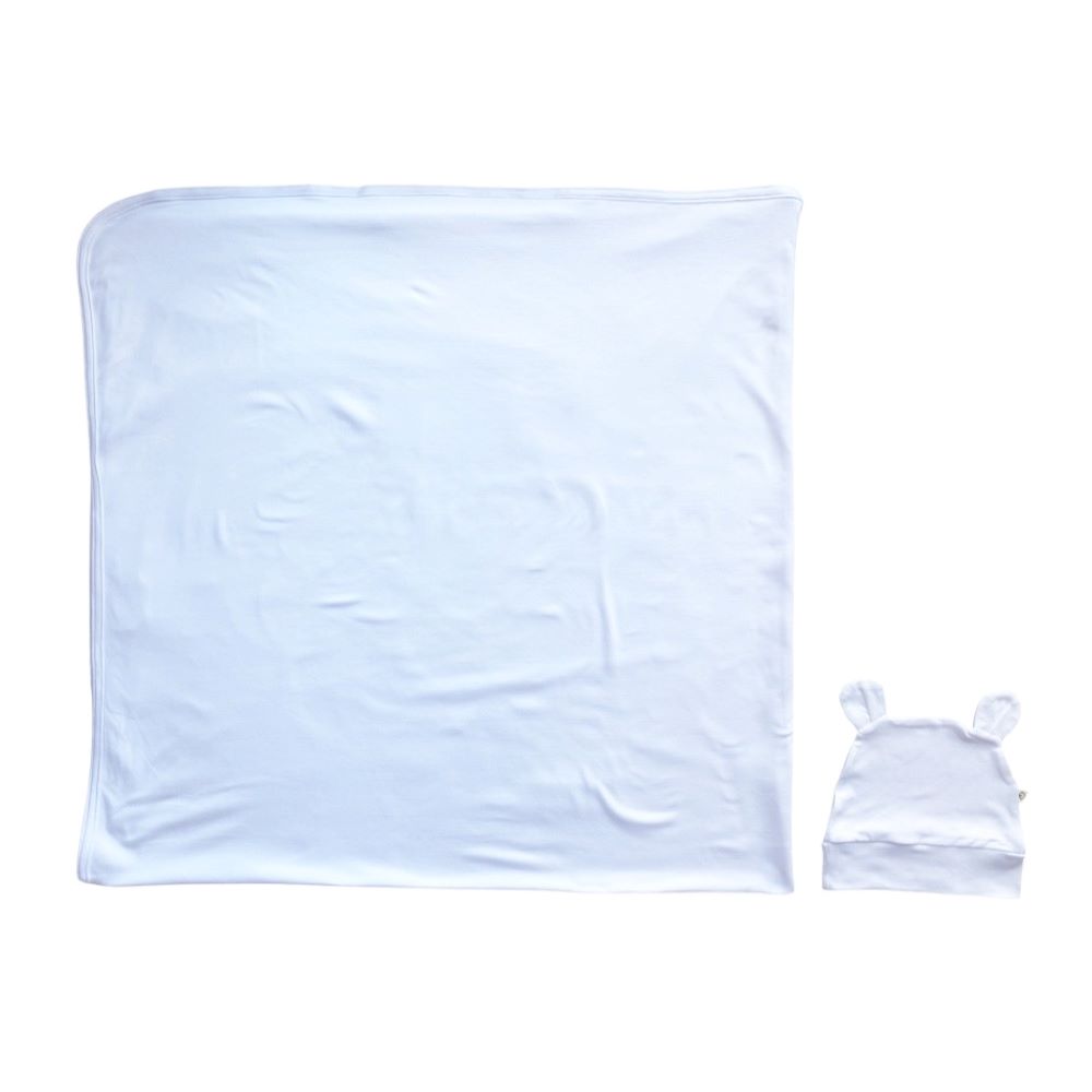 Baby Boss ME - Organic Bamboo Swaddle & Beanie Set - White