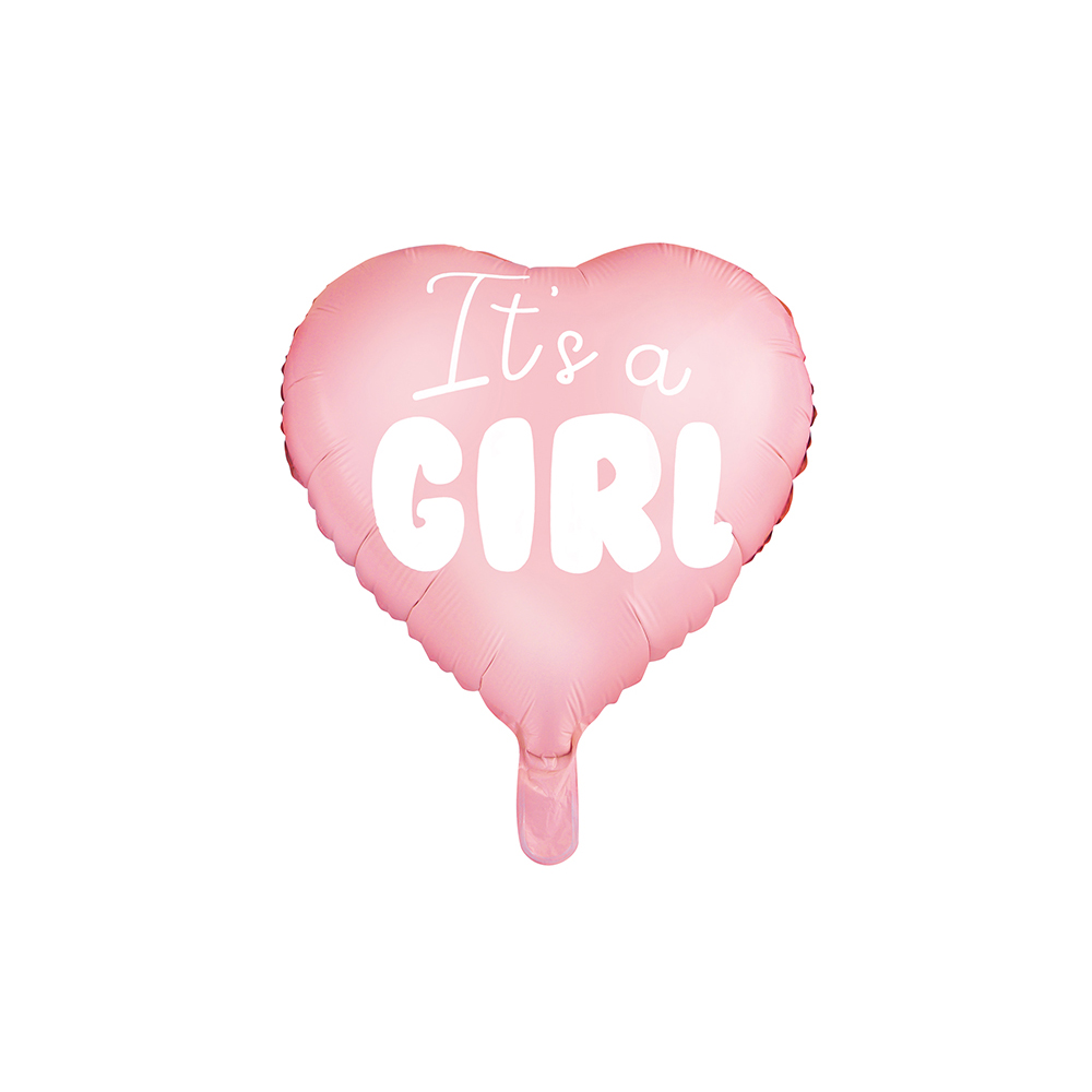 Party Deco - Foil Balloon Heart - It's a girl - 45cm - light pink