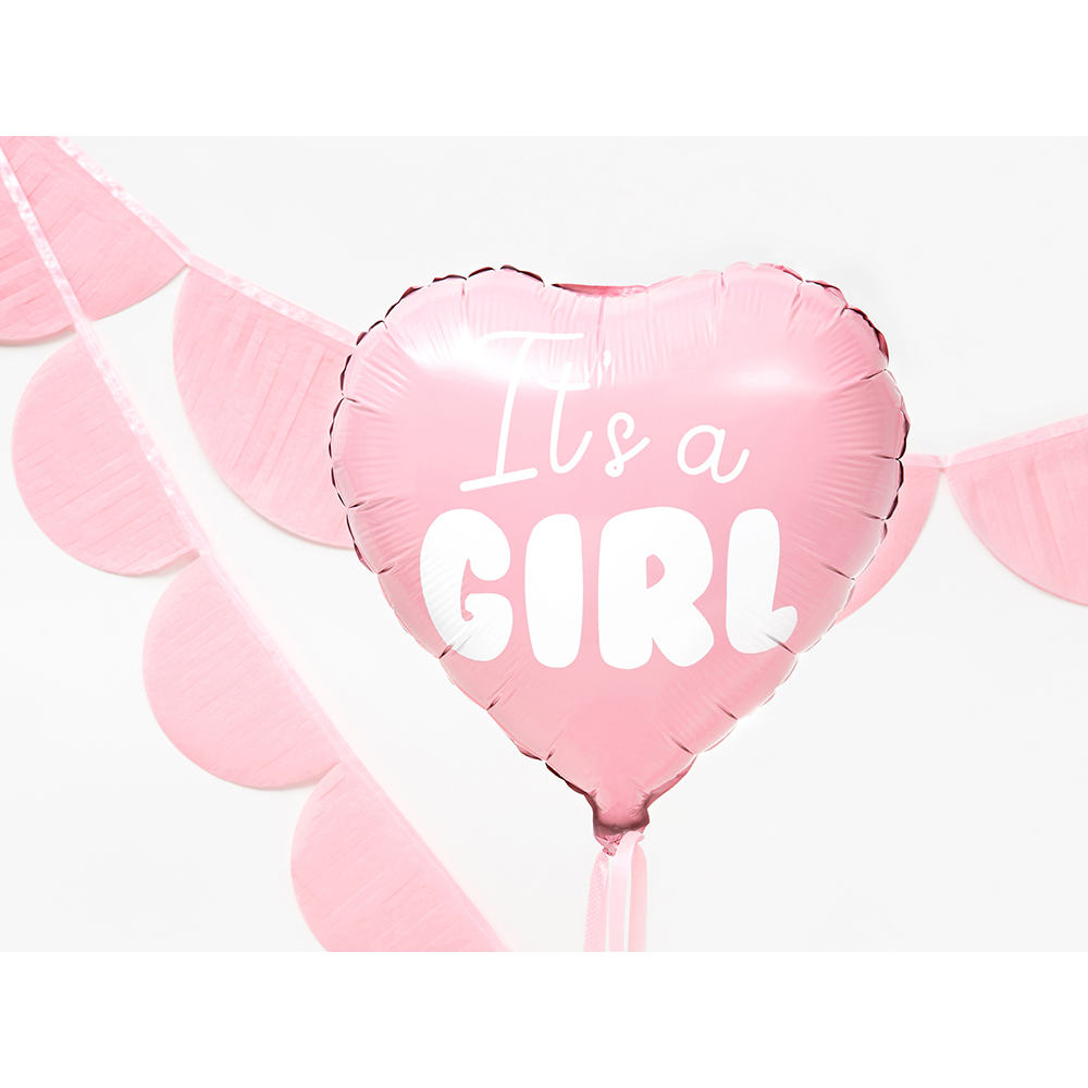 Party Deco - Foil Balloon Heart - It's a girl - 45cm - light pink