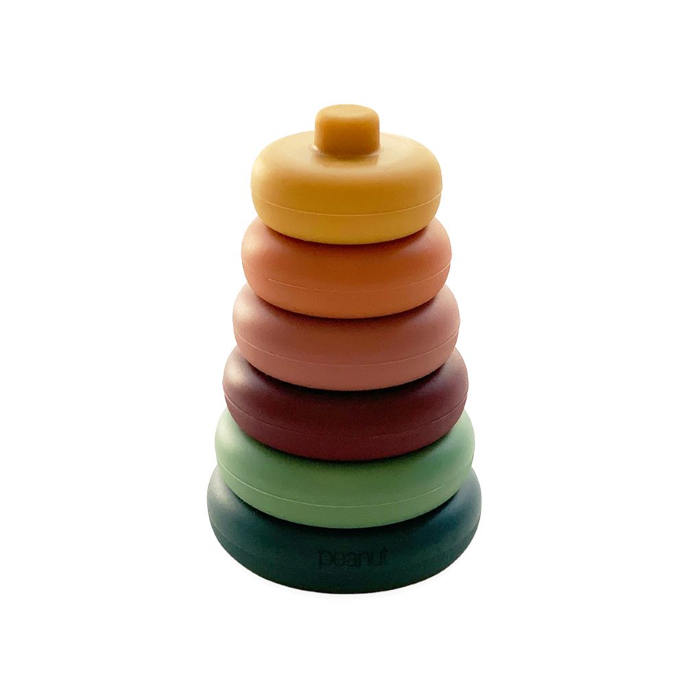 Peanut - Silicone Stacking Rings Toy - Solid Mix - 6 pcs