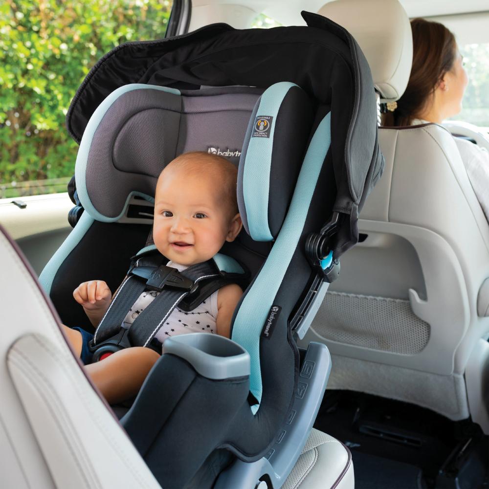 Babytrend Cover Me 4-In-1 Convertible Car Seat - Desert Blue, UPF 50+ Canopy, Side Visors, 0m+, Fits 3 Across