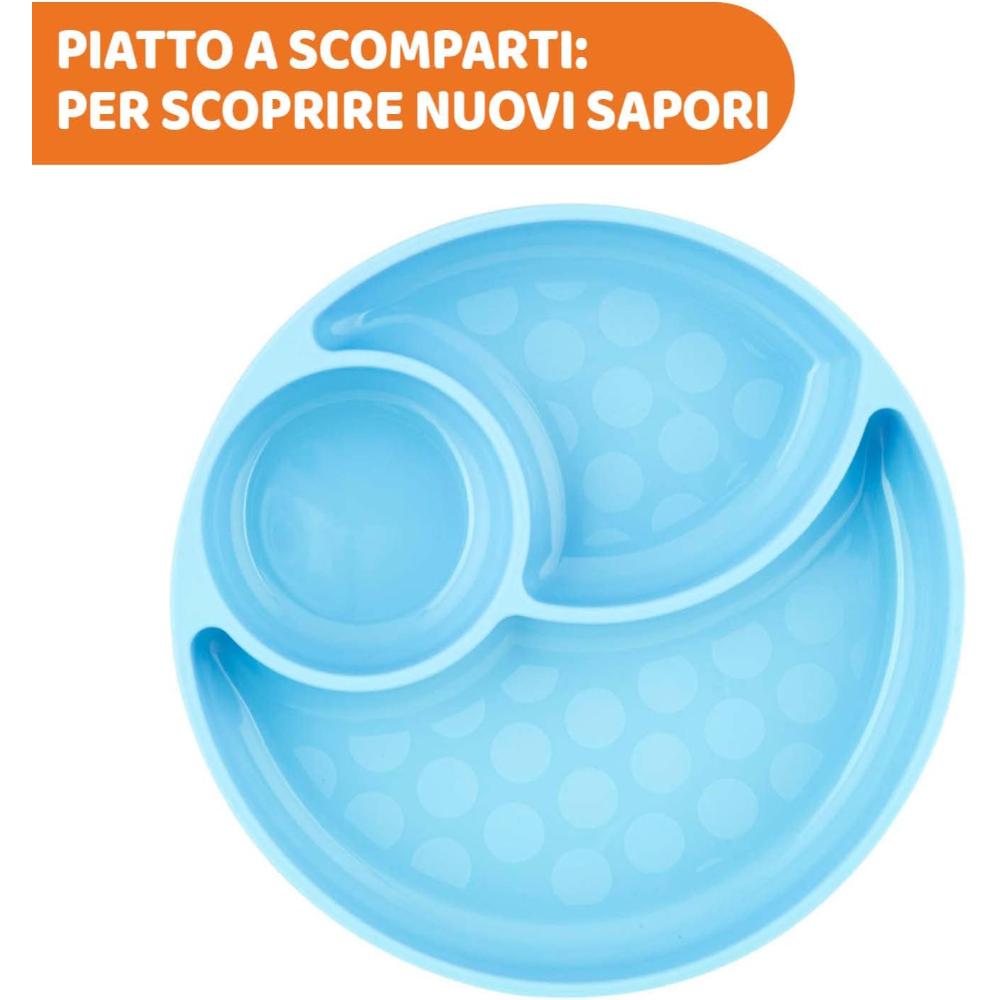 Chicco - Easy Menu Silicone Plate with Suction Cup 12m+ - Blue