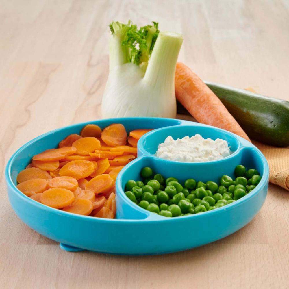 Chicco - Easy Menu Silicone Plate with Suction Cup 12m+ - Blue