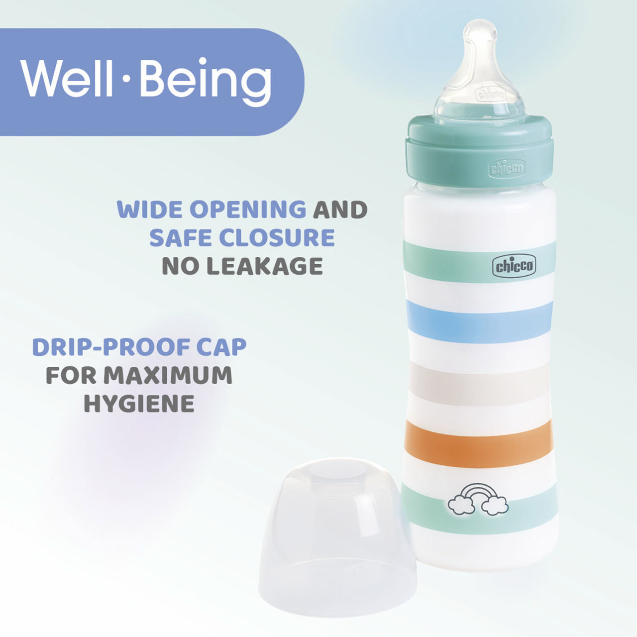 Chicco - Well-Being Plastic Feeding Bottle 330ml Fast Flow Silicone - Green
