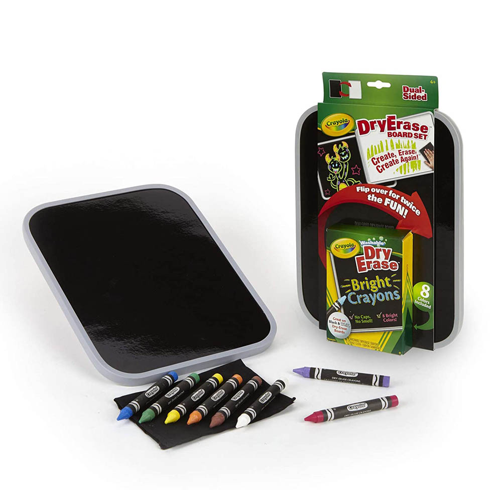 Crayola - Dual-Sided Dry Erase Board Set With Bright Crayons