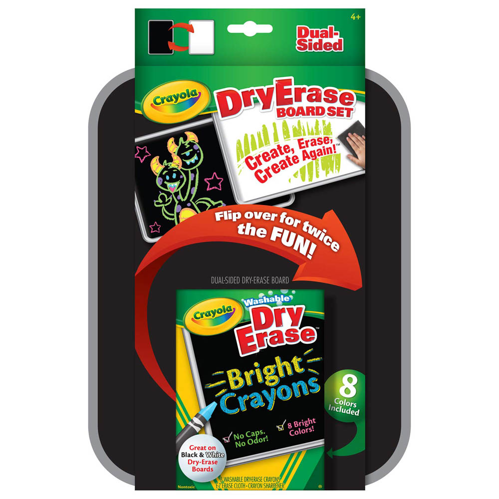 Crayola - Dual-Sided Dry Erase Board Set With Bright Crayons