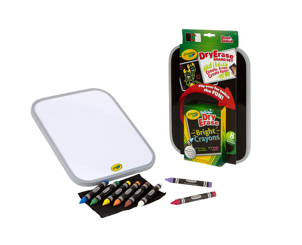 Crayola - Dual-Sided Dry Erase Board Set With Bright Crayons
