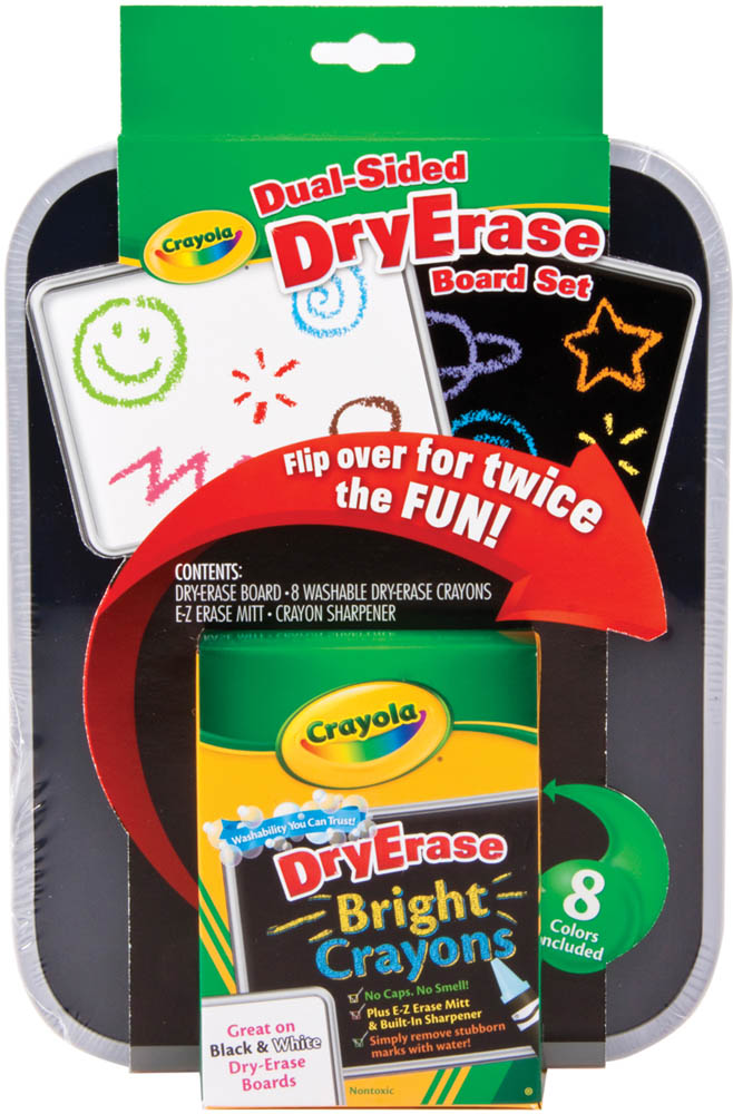Crayola - Dual-Sided Dry Erase Board Set With Bright Crayons