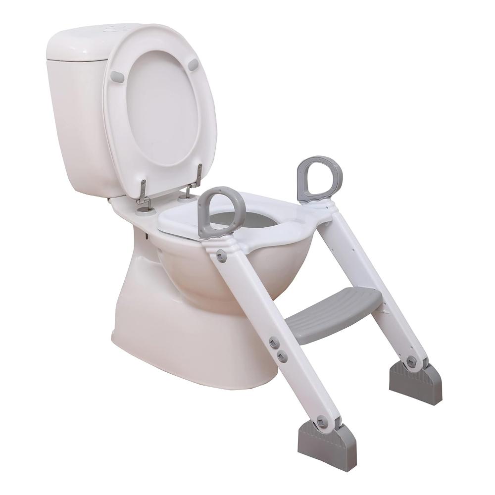 Dreambaby - Step-Up Potty Training Toilet Seat Topper - Adjustable Step Height - Slip-Resistant - Grey/White